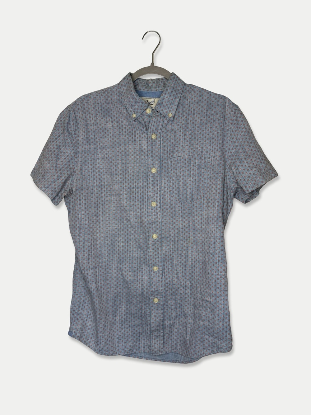 Grayers Shirt Size S Blue Orange Cotton Button Down Short Sleeve Pre-Owned